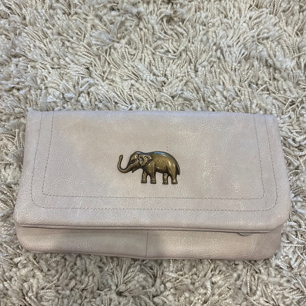 Unique cream elephant clutch with crossbody chain